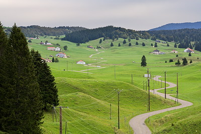 Photograph of the rural landscape on Bellecombe plateau in Haut Jura Natural Park