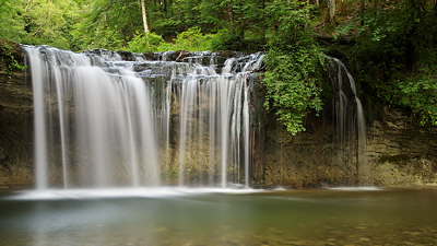 Image of Gour Bleu waterfall in summer