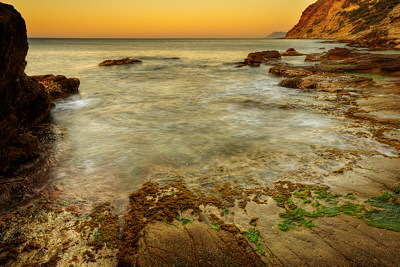 Orange dawn on the mediterranean coast